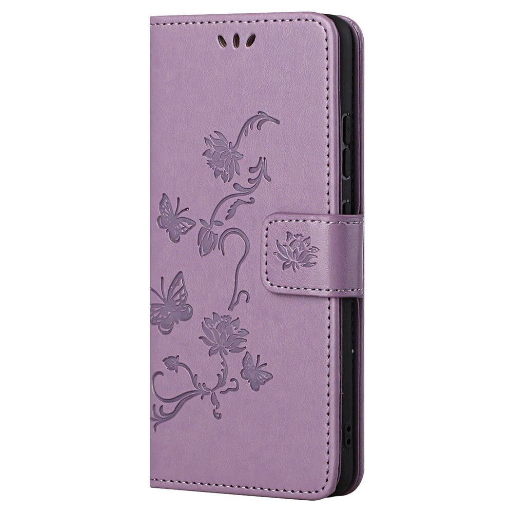 Läderfodral Fjärilar Motorola Moto G22 Lila