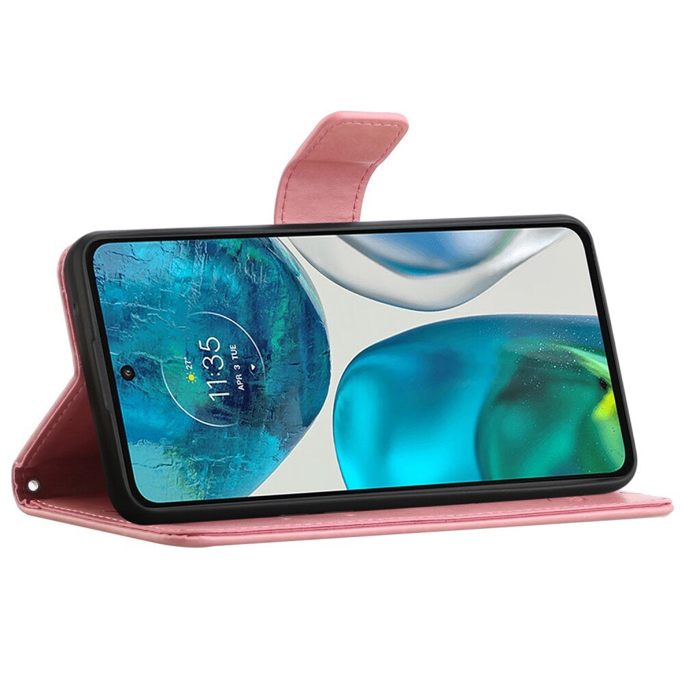 Läderfodral Fjärilar Motorola Moto E32 Rosa