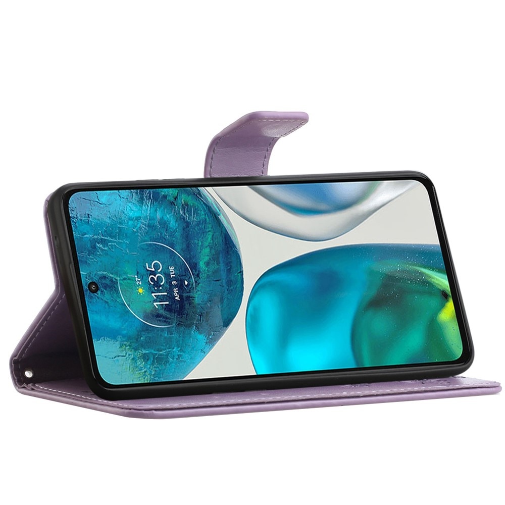 Läderfodral Fjärilar Motorola Moto G52 Lila