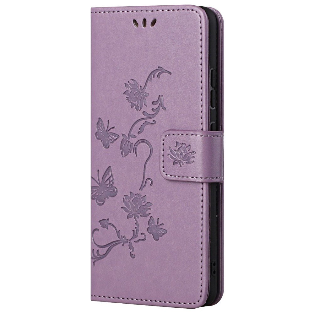Läderfodral Fjärilar Motorola Moto G52 Lila