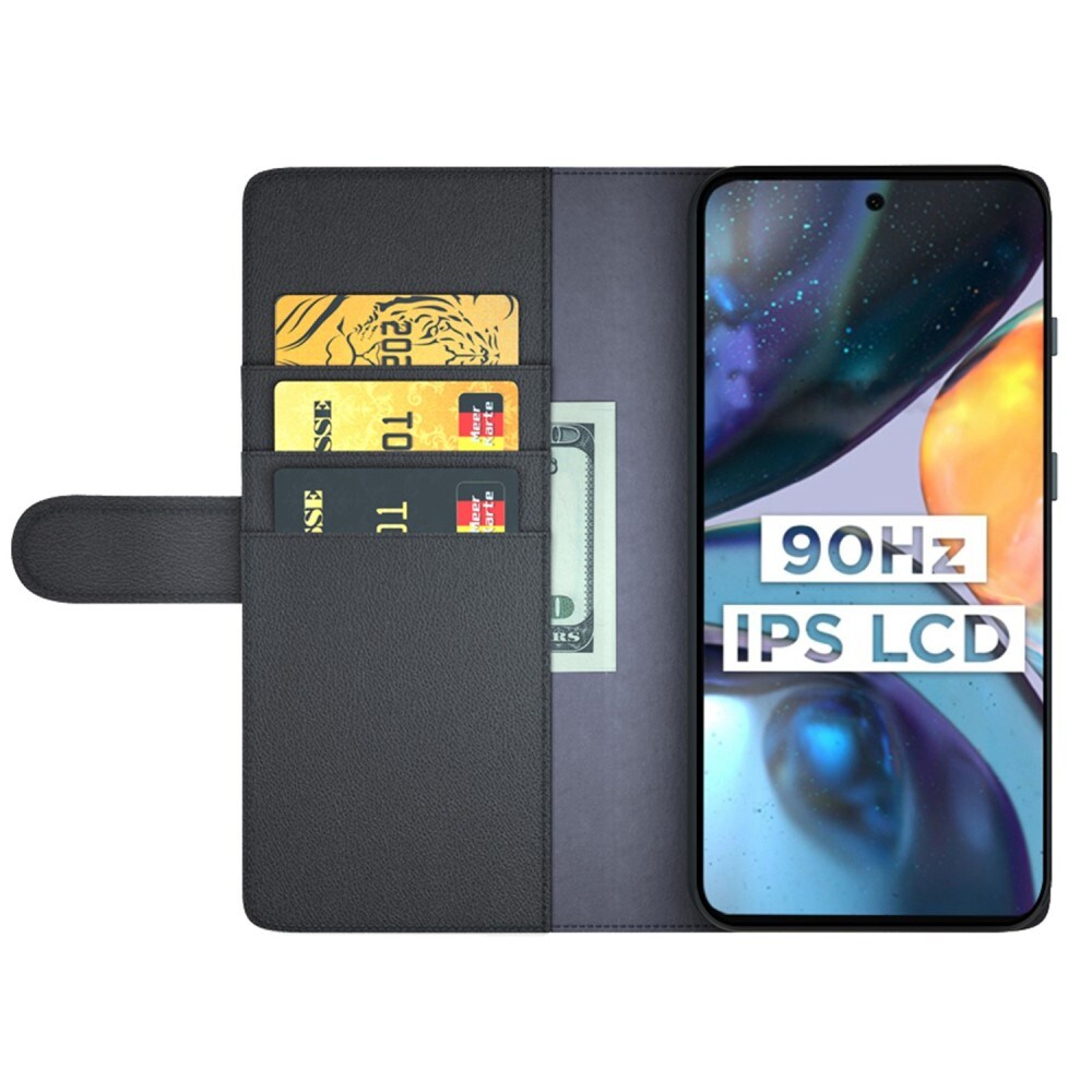 Äkta Läderfodral Motorola Moto G22 Svart