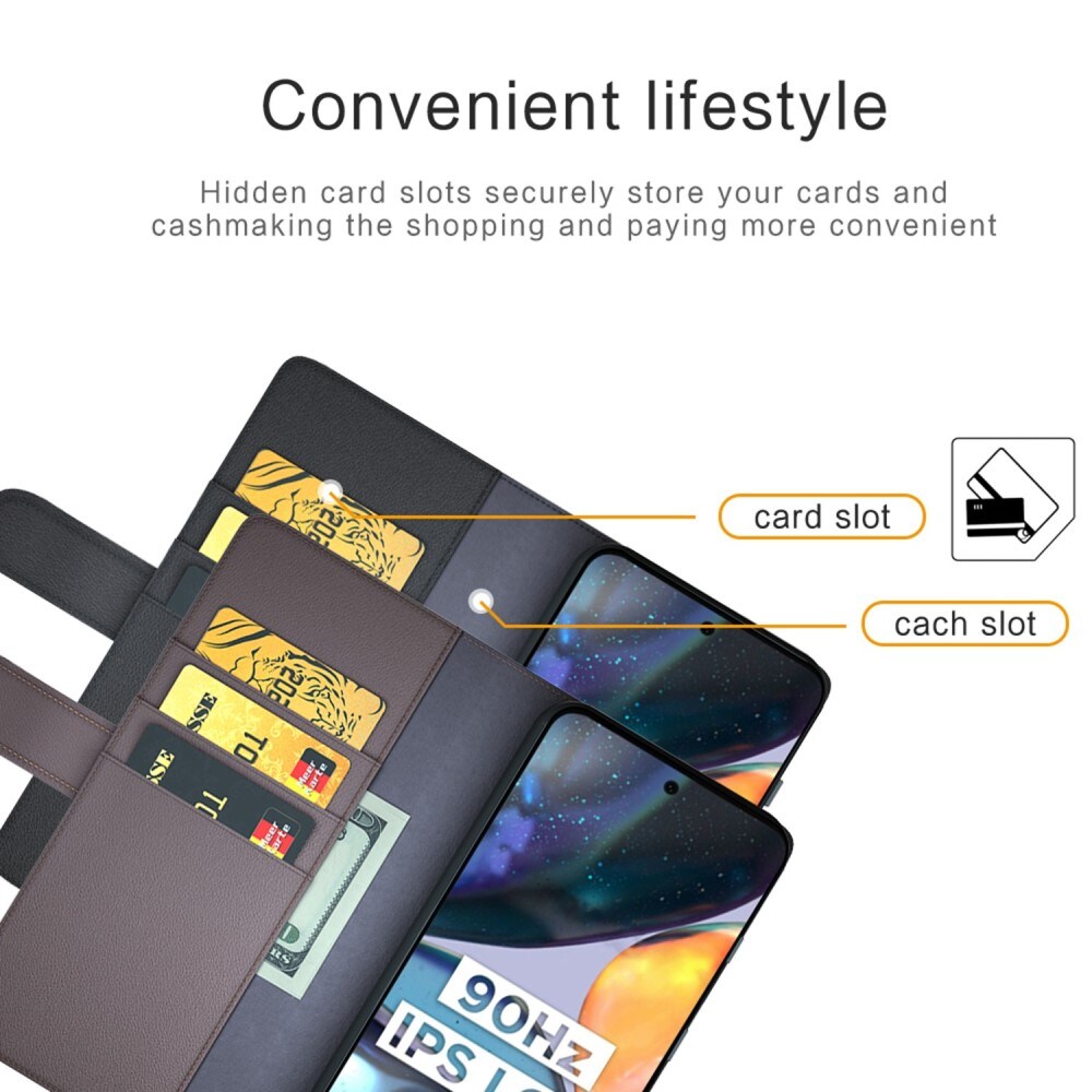 Äkta Läderfodral Motorola Moto G22 Svart