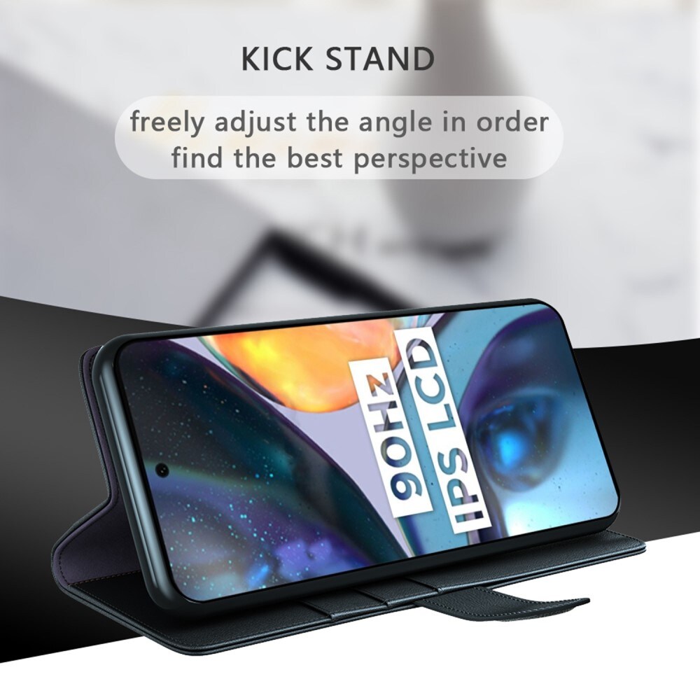 Äkta Läderfodral Motorola Moto G22 Svart