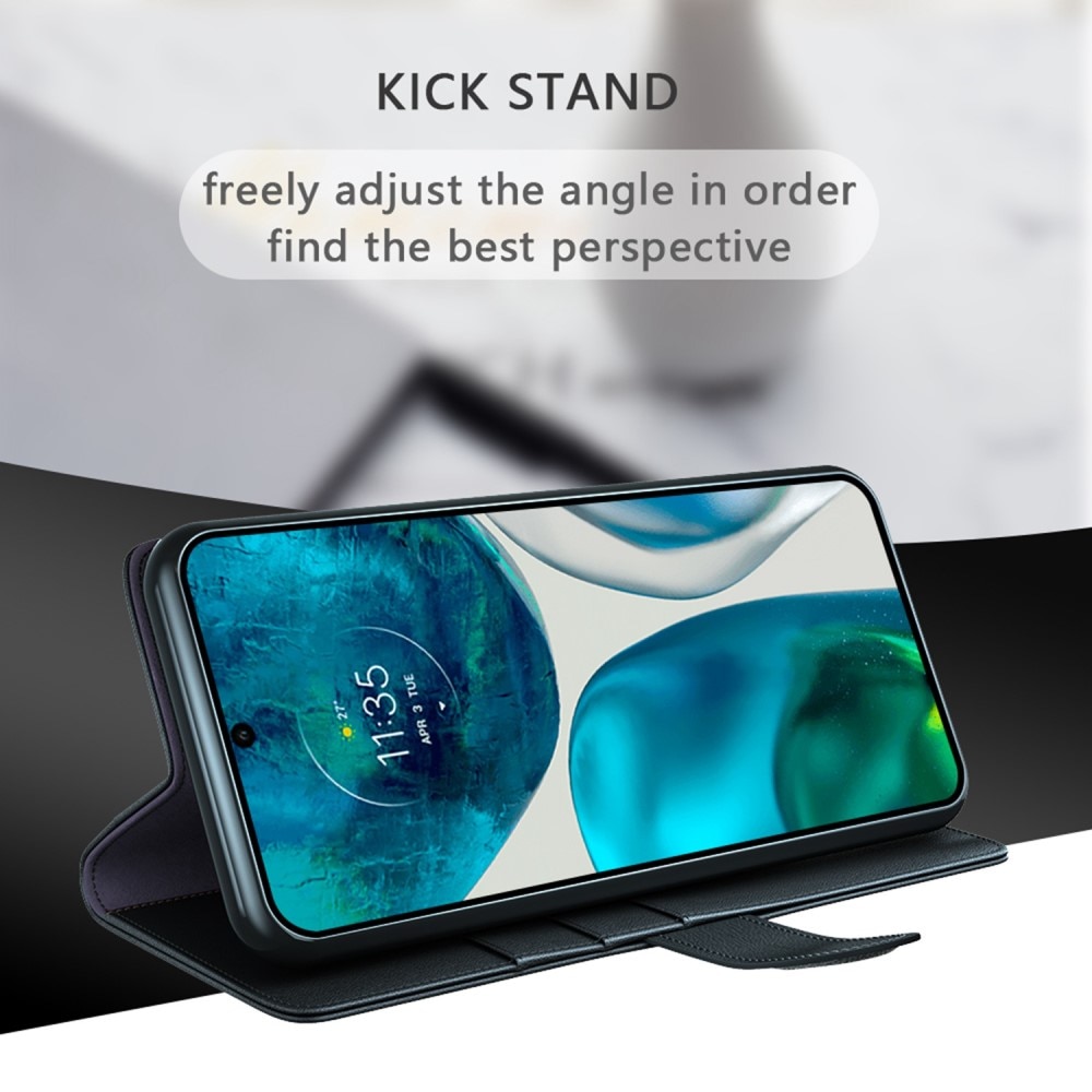 Äkta Läderfodral Motorola Moto G82/Moto G52 Svart