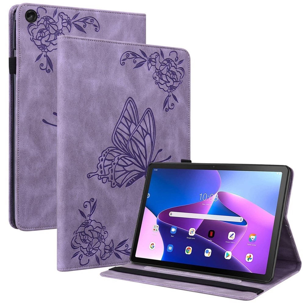 Läderfodral Fjärilar Lenovo Tab M10 (3rd Gen) Lila