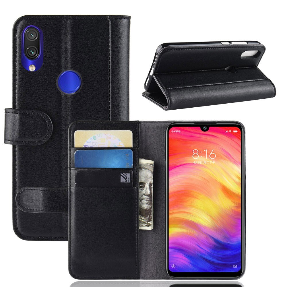 Äkta Läderfodral Xiaomi Redmi Note 7 svart