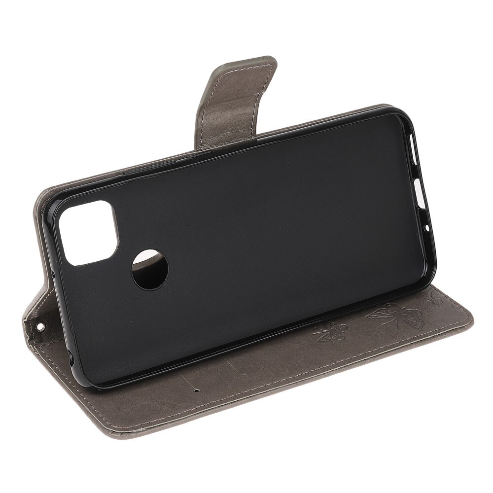 Läderfodral Fjärilar Xiaomi Redmi 9C Grå