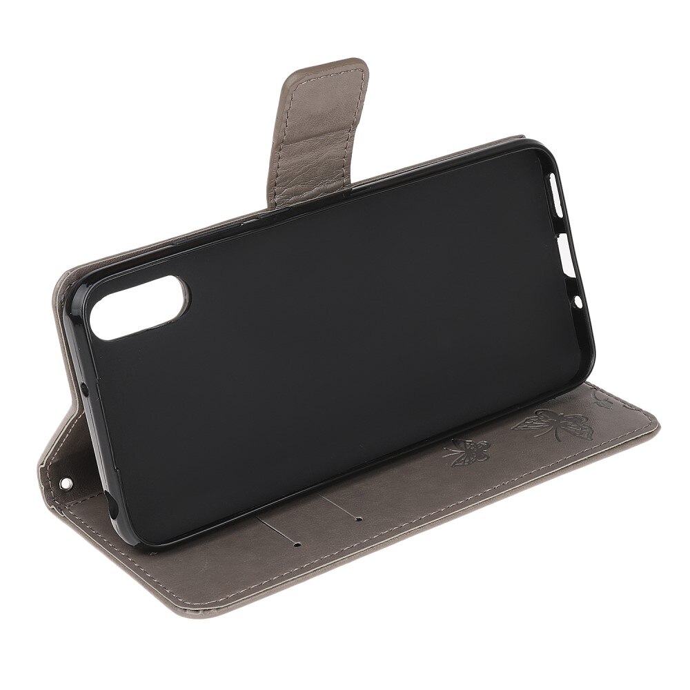 Läderfodral Fjärilar Xiaomi Redmi 9AT Grå