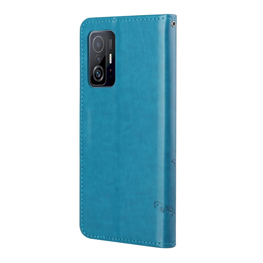 Läderfodral Fjärilar Xiaomi 11T/11T Pro Blå