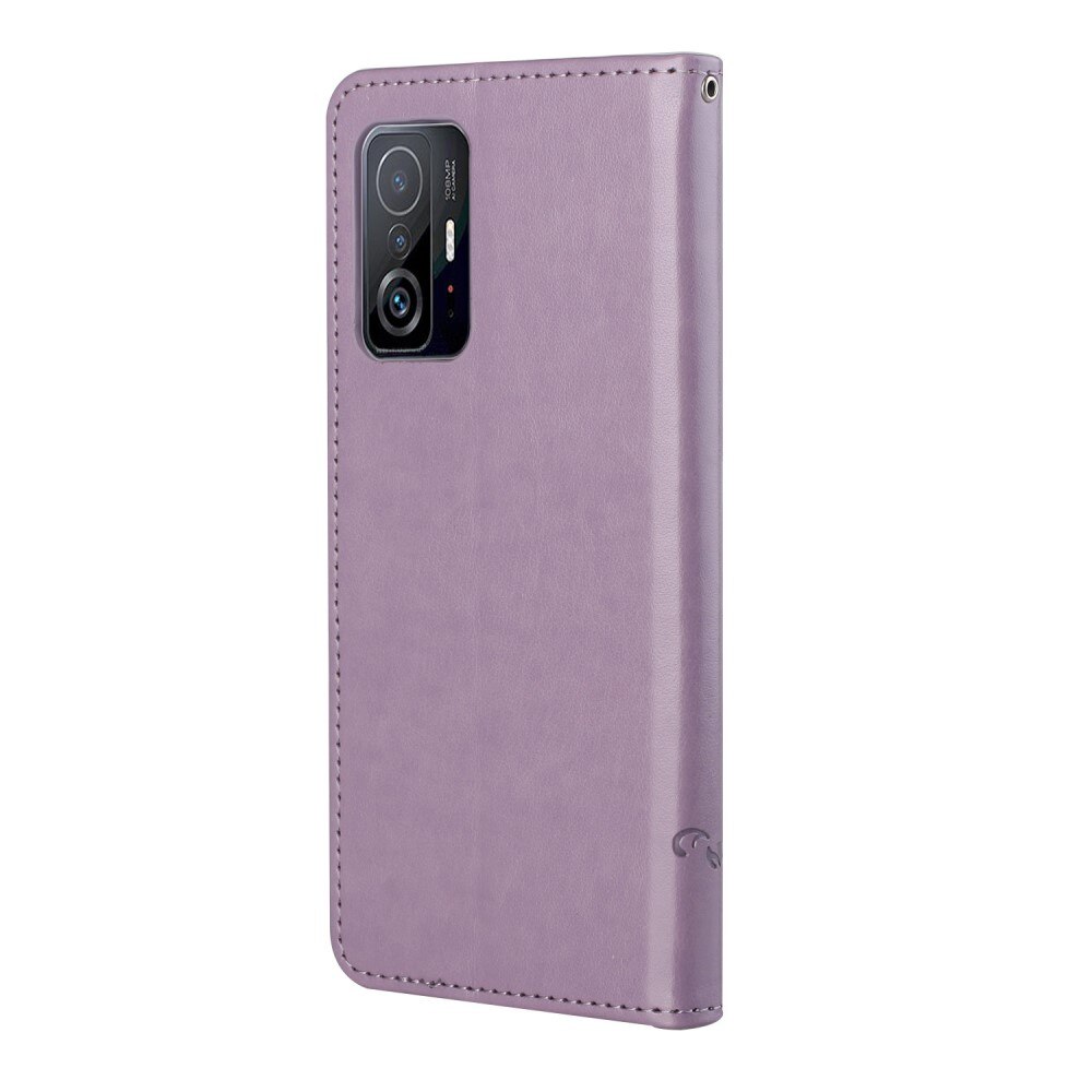 Läderfodral Fjärilar Xiaomi 11T/11T Pro Lila
