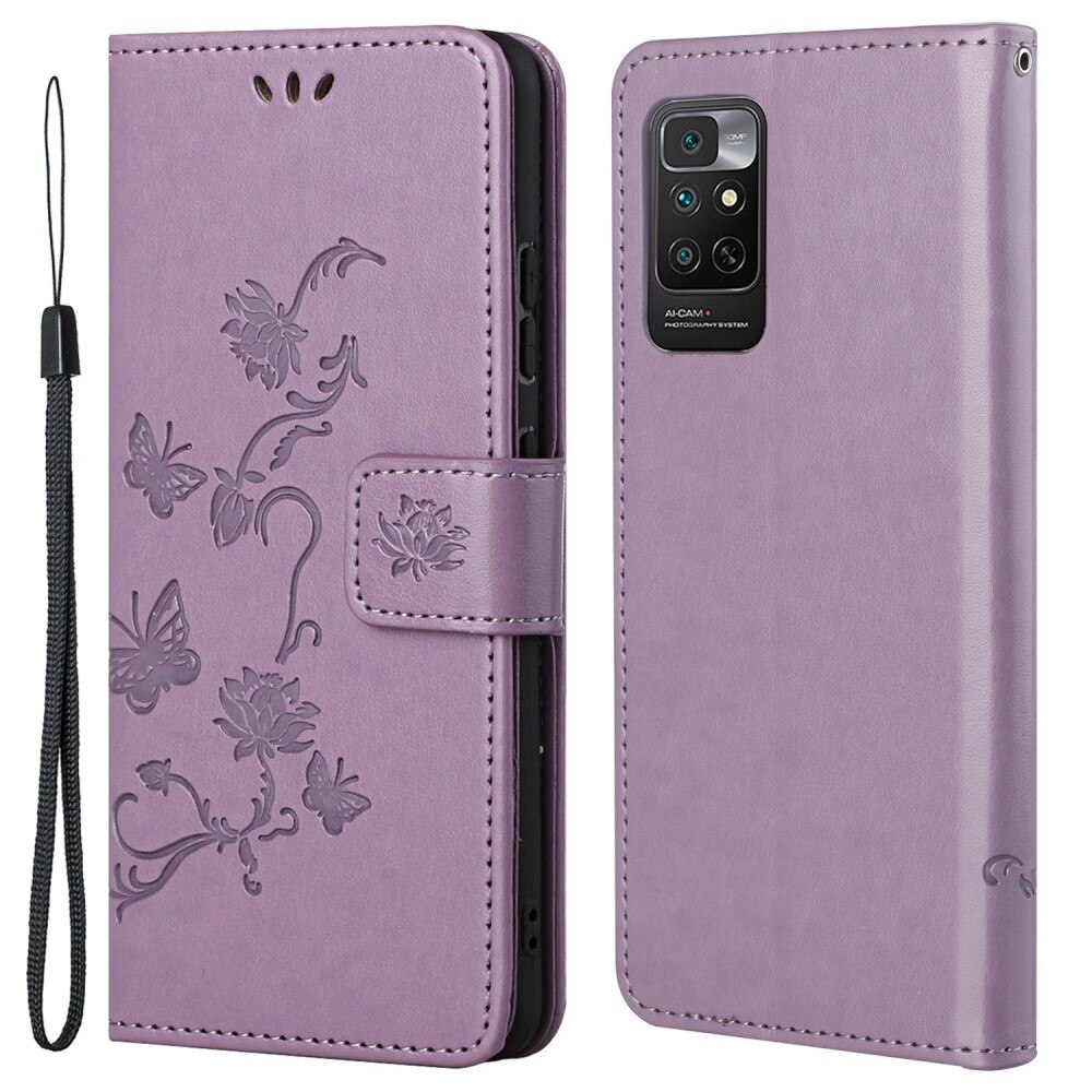 Läderfodral Fjärilar Xiaomi Redmi Note 11 Lila