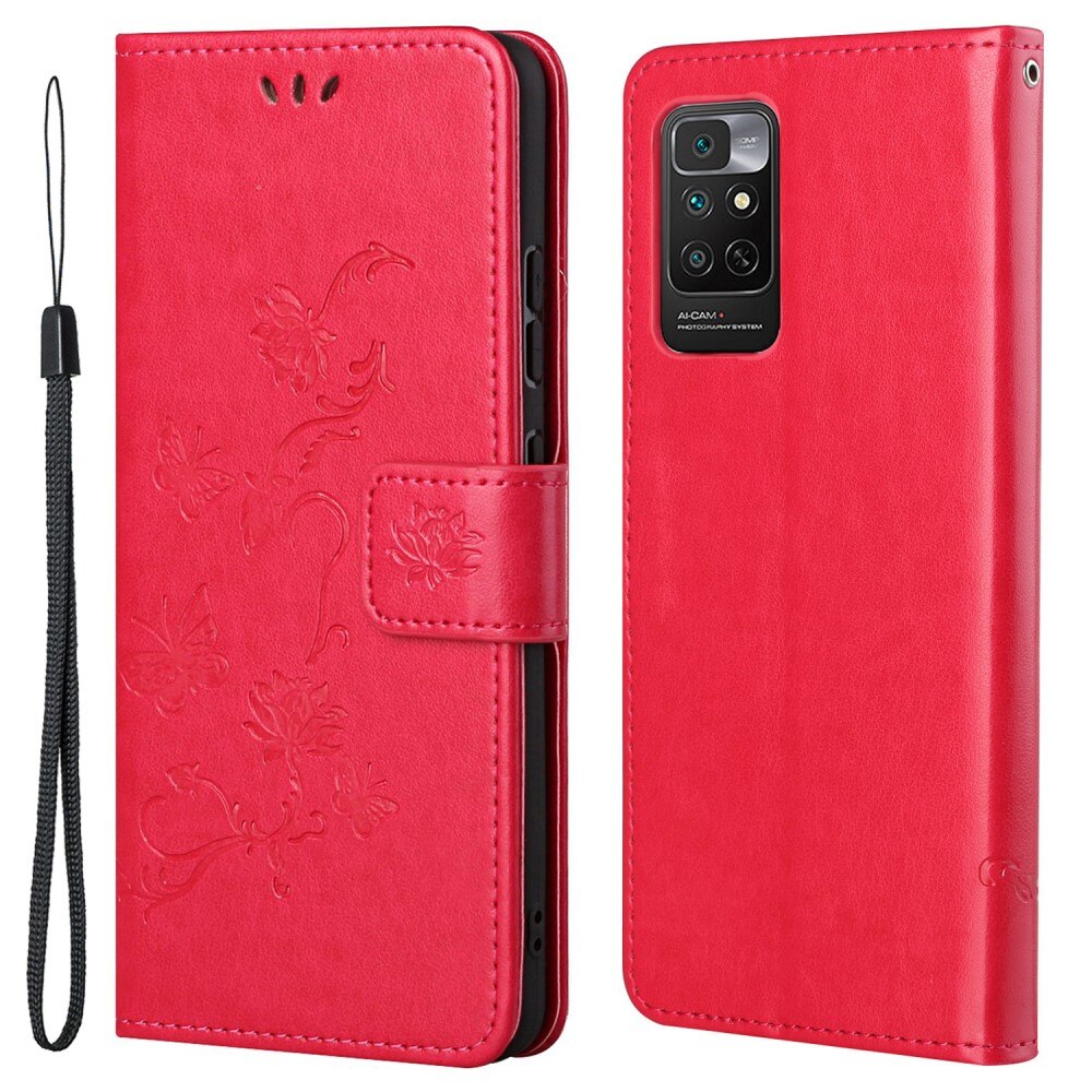 Läderfodral Fjärilar Xiaomi Redmi Note 11 Röd