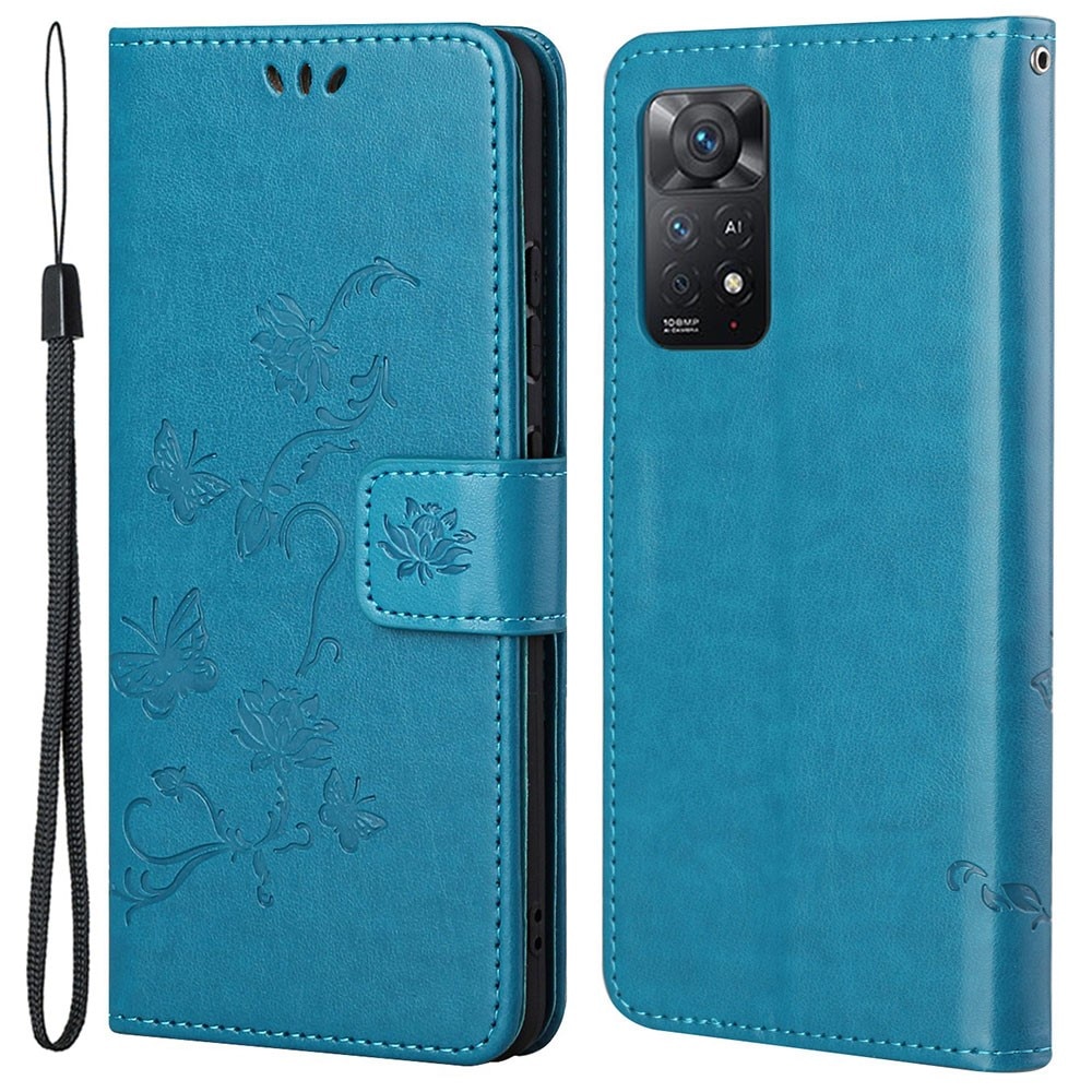 Läderfodral Fjärilar Xiaomi Redmi Note 11 Pro Blå