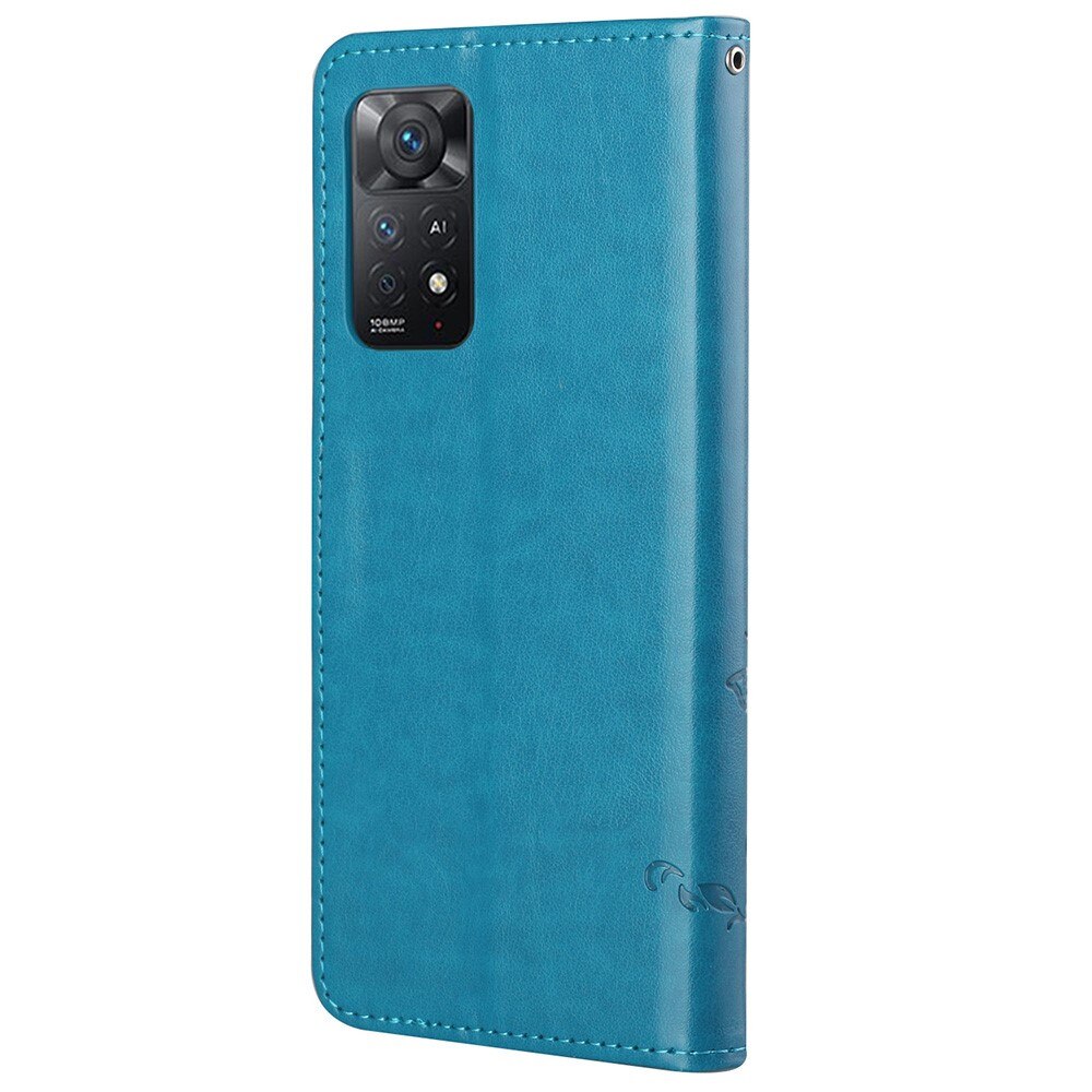 Läderfodral Fjärilar Xiaomi Redmi Note 11 Pro blå