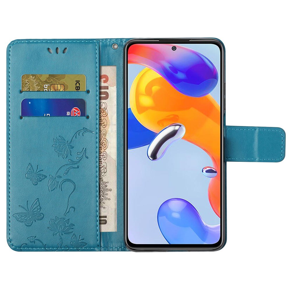 Läderfodral Fjärilar Xiaomi Redmi Note 11 Pro Blå