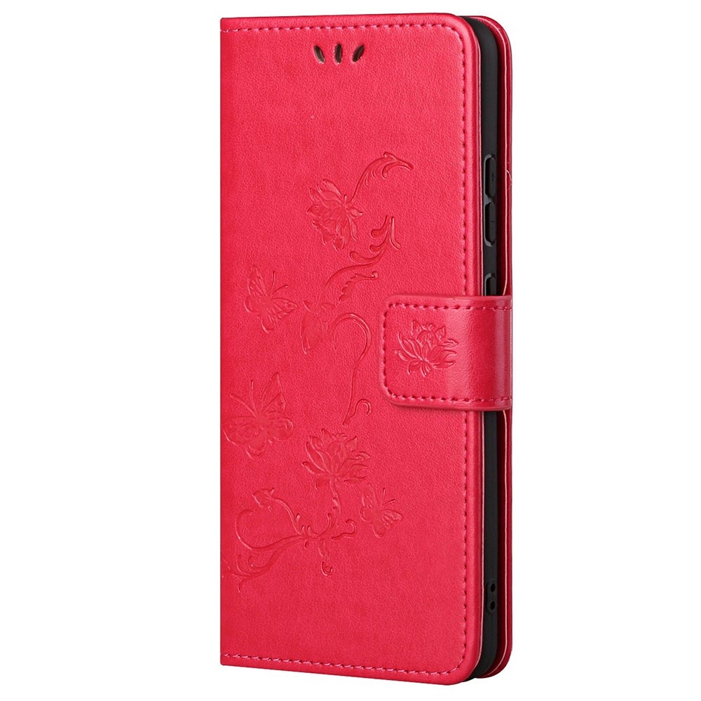 Läderfodral Fjärilar Xiaomi Redmi Note 11 Pro Röd