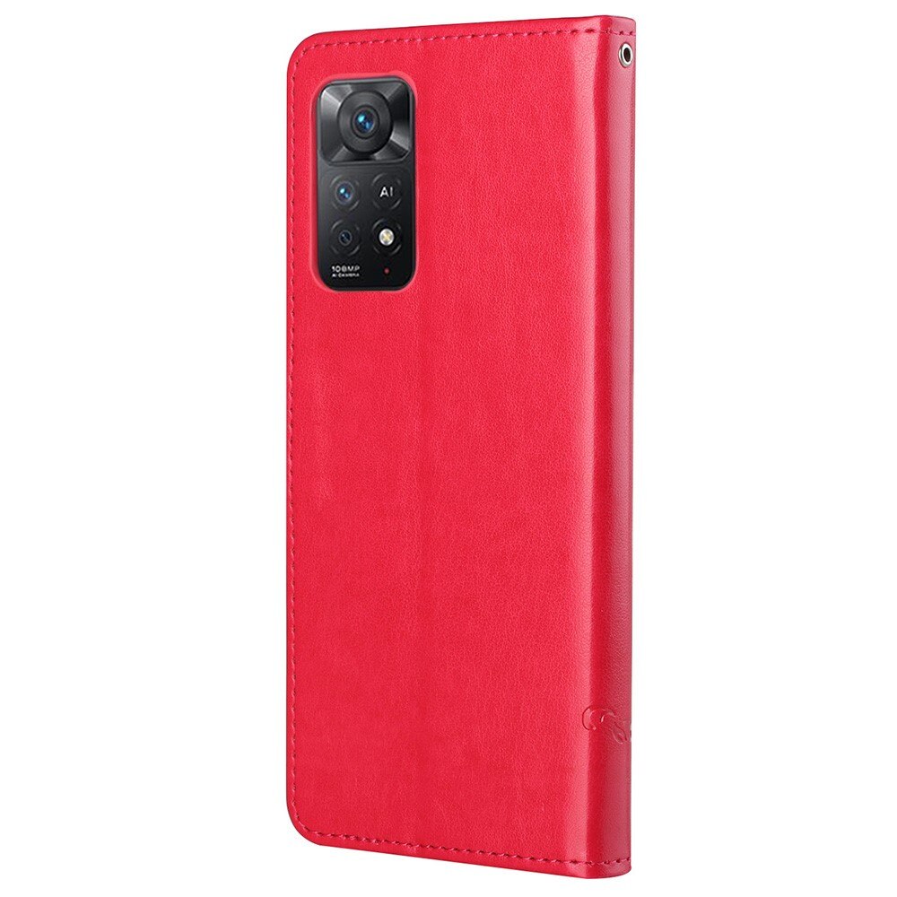 Läderfodral Fjärilar Xiaomi Redmi Note 11 Pro röd