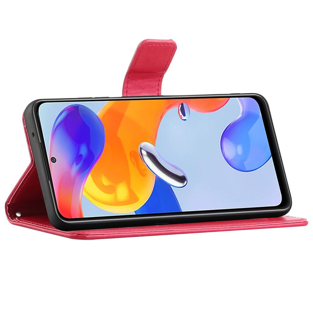 Läderfodral Fjärilar Xiaomi Redmi Note 11 Pro Röd