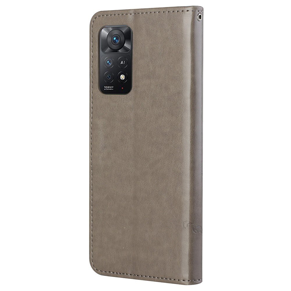 Läderfodral Fjärilar Xiaomi Redmi Note 11 Pro grå