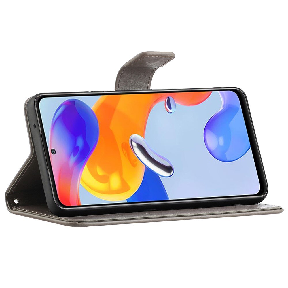 Läderfodral Fjärilar Xiaomi Redmi Note 11 Pro Grå