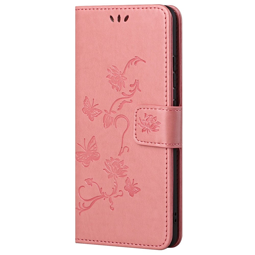 Läderfodral Fjärilar Xiaomi Redmi Note 11 Pro rosa