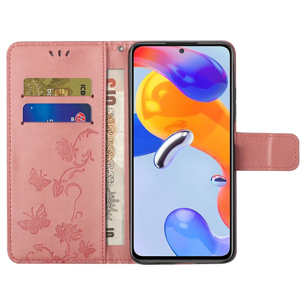 Läderfodral Fjärilar Xiaomi Redmi Note 11 Pro Rosa