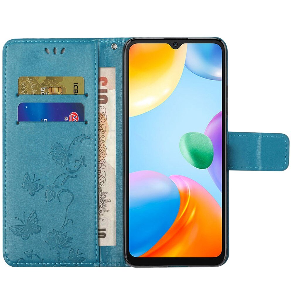 Läderfodral Fjärilar Xiaomi Redmi 10C Blå