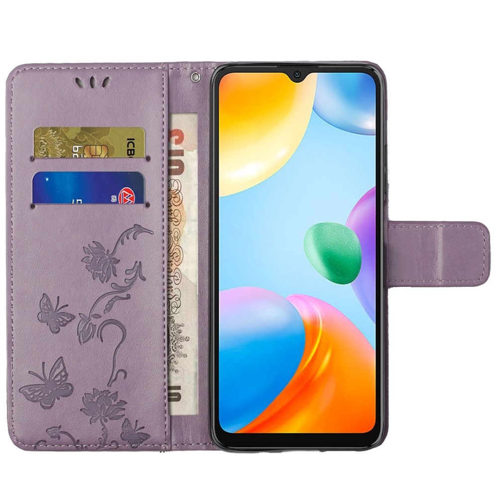 Läderfodral Fjärilar Xiaomi Redmi 10C Lila