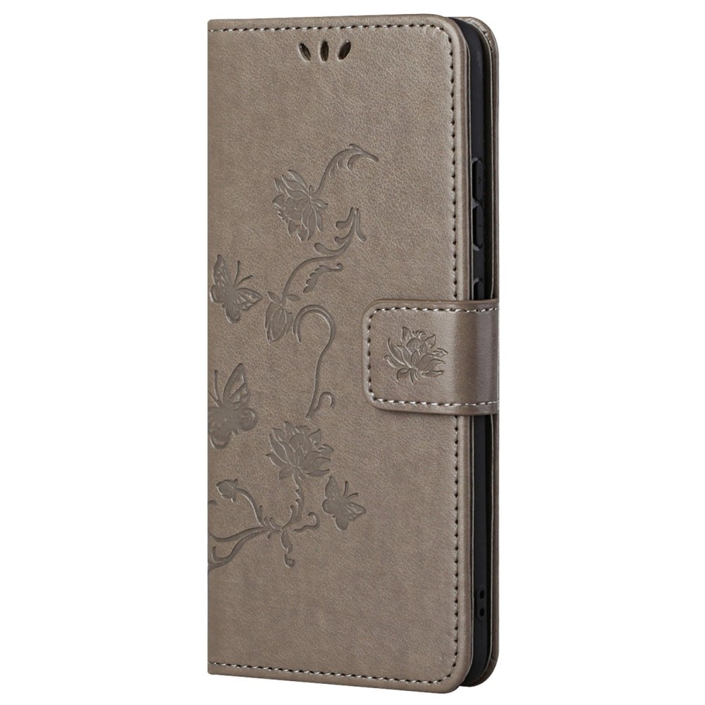 Läderfodral Fjärilar Xiaomi Redmi 10C Grå
