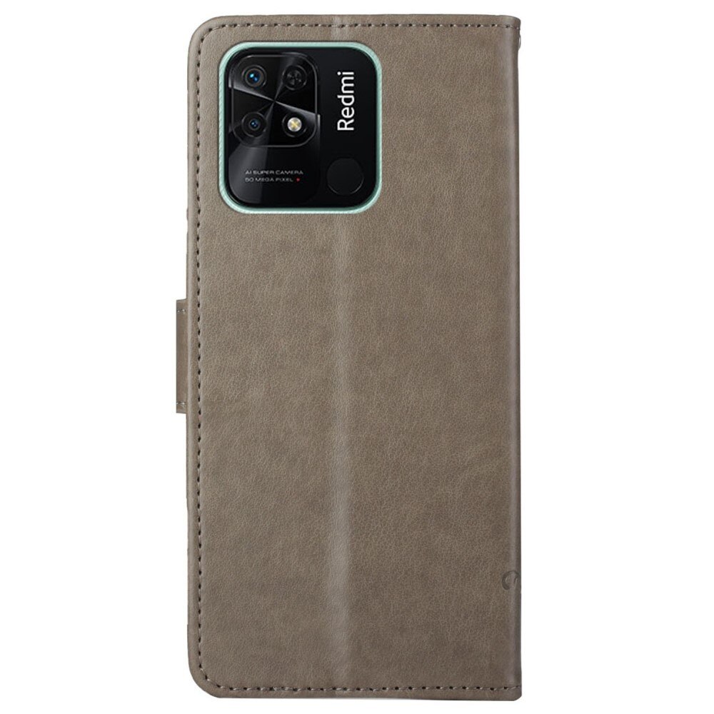 Läderfodral Fjärilar Xiaomi Redmi 10C Grå