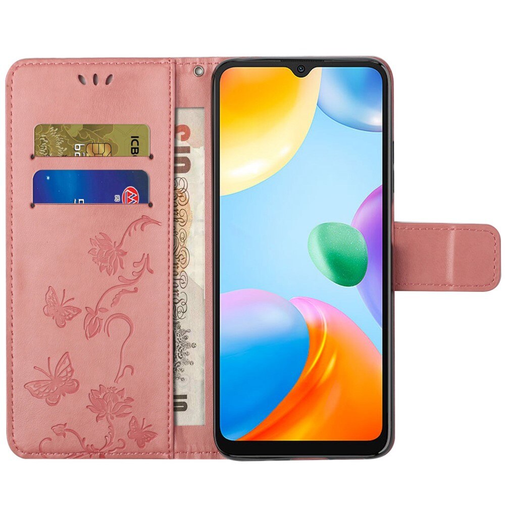 Läderfodral Fjärilar Xiaomi Redmi 10C Rosa