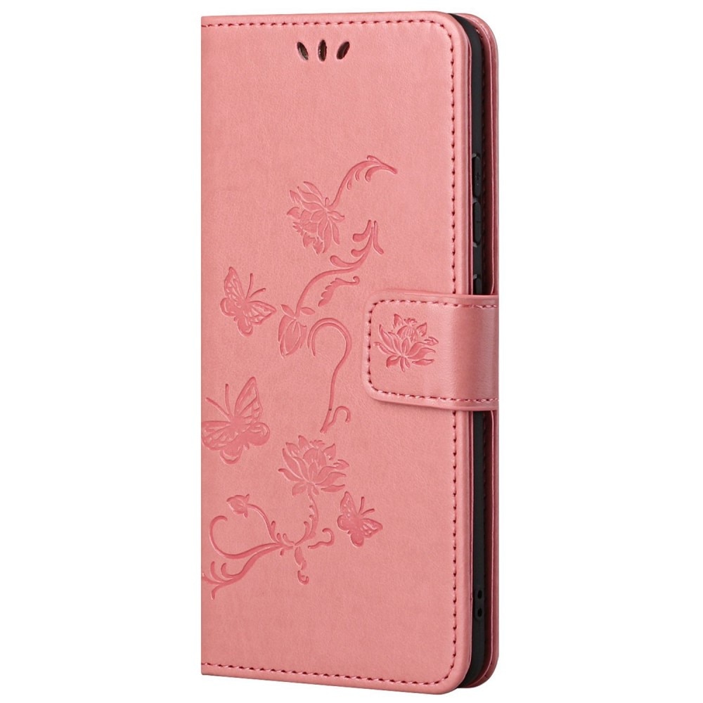 Läderfodral Fjärilar Xiaomi Redmi 10C rosa