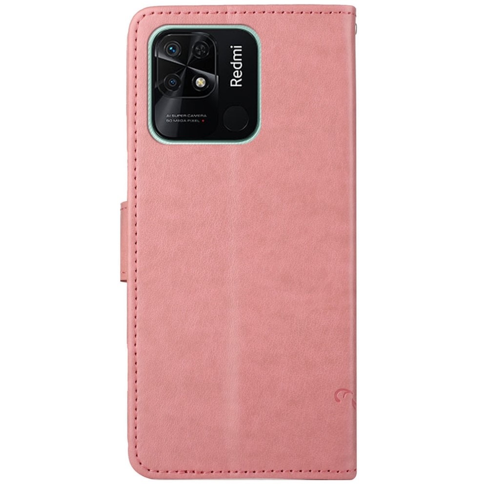 Läderfodral Fjärilar Xiaomi Redmi 10C rosa