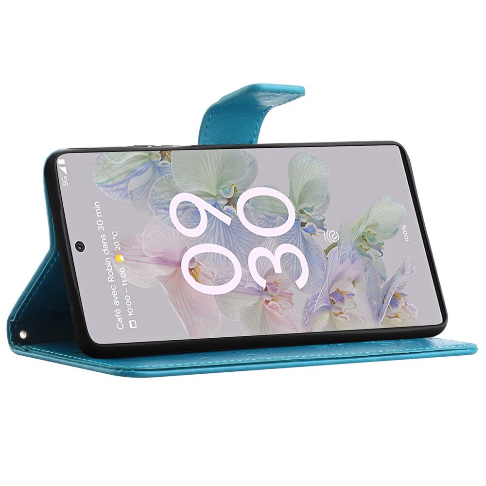 Läderfodral Fjärilar Google Pixel 6a Blå