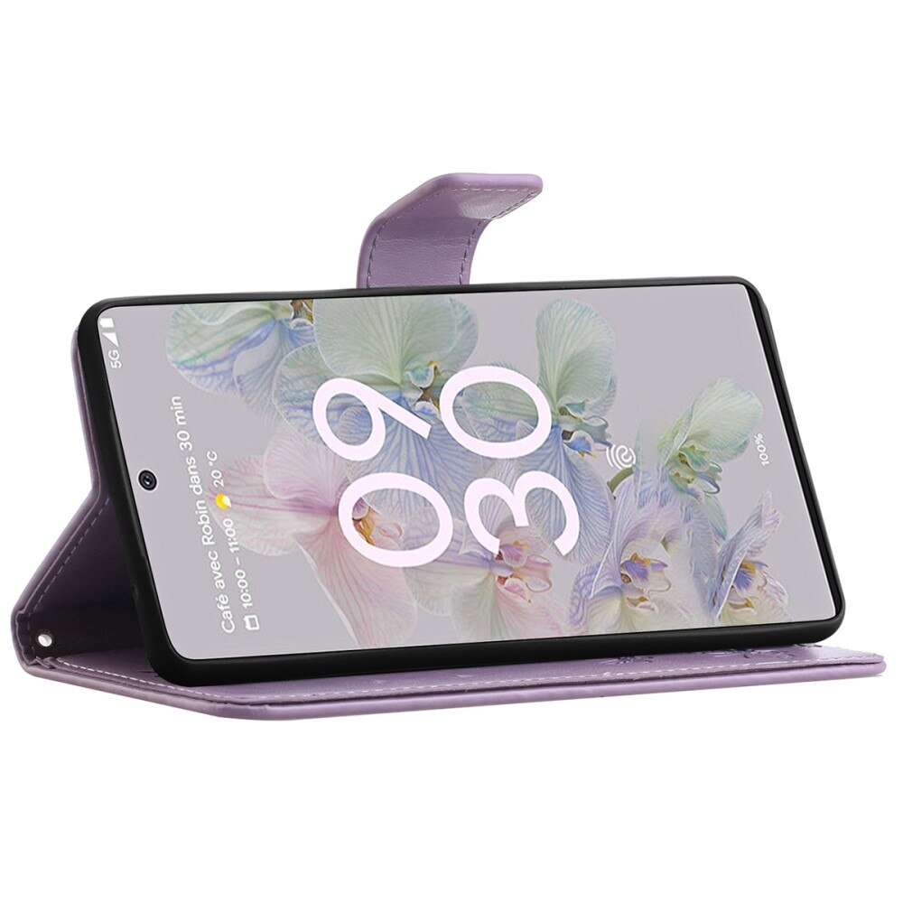 Läderfodral Fjärilar Google Pixel 6a Lila