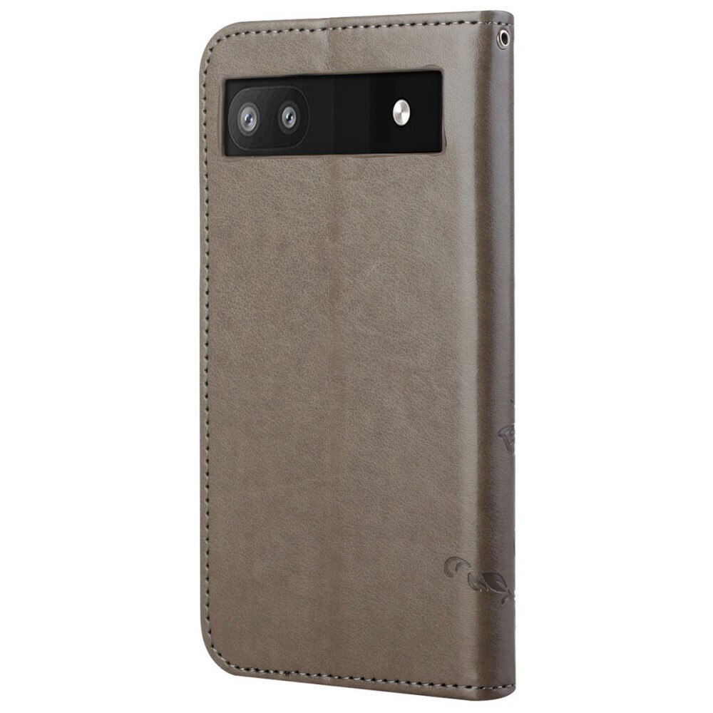 Läderfodral Fjärilar Google Pixel 6a Grå