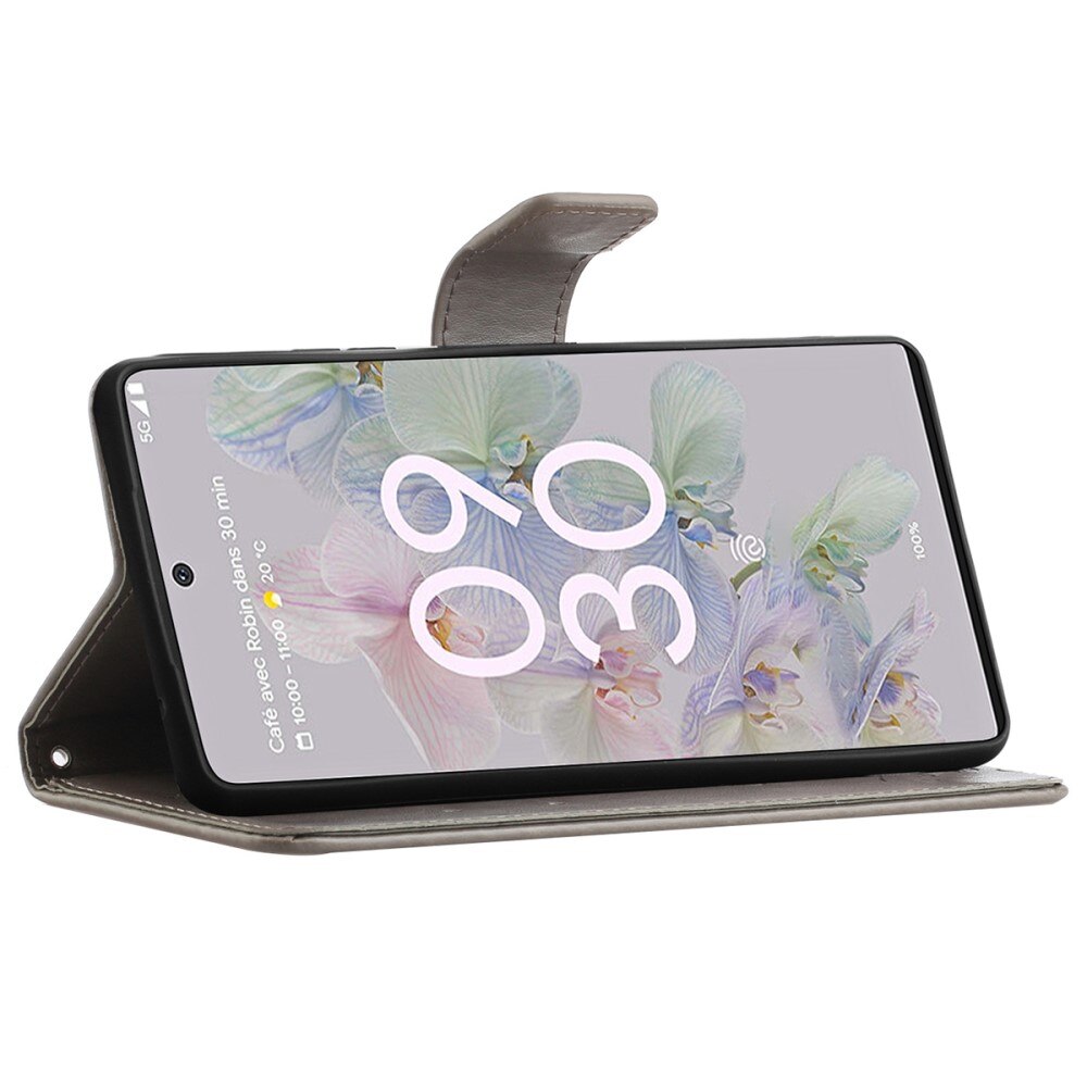 Läderfodral Fjärilar Google Pixel 6a Grå