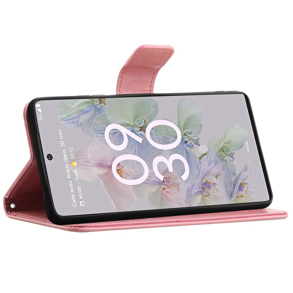 Läderfodral Fjärilar Google Pixel 6a Rosa