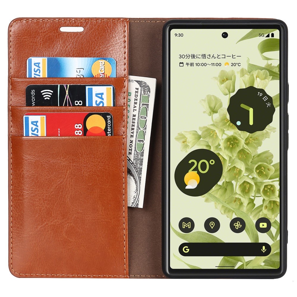 Mobilfodral Äkta Läder Google Pixel 6a Brun