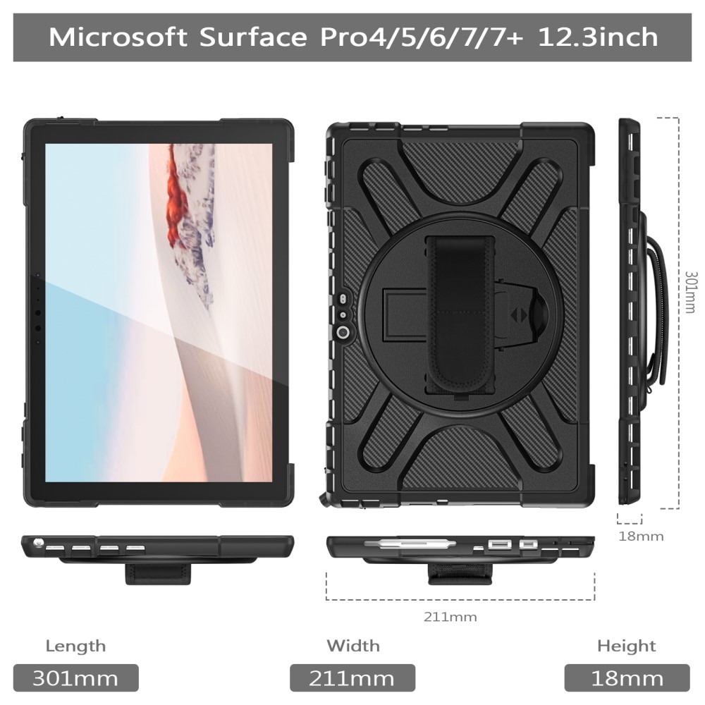 Stöttåligt Hybridskal Microsoft Surface Pro 4/5/6/7/7 Plus svart