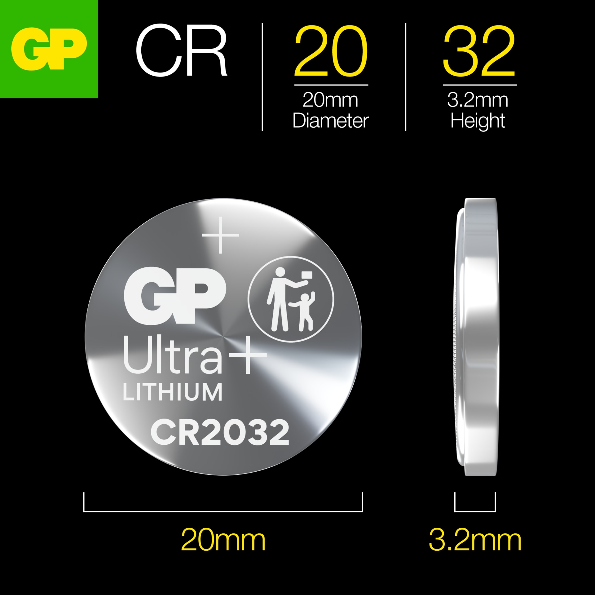 Batteri Knappcell Lithium CR2032 (4-pack)