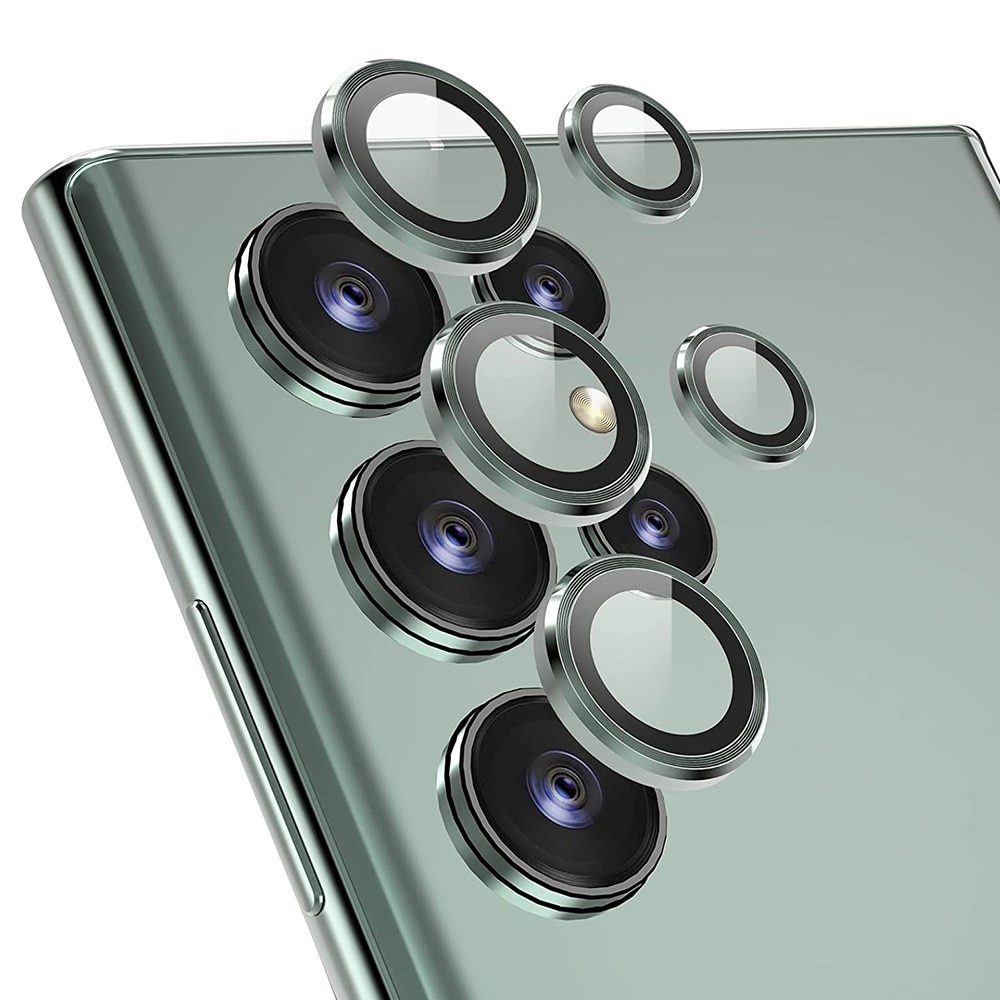 Linsskydd Aluminium + Härdat Glas Samsung Galaxy S22 Ultra grön