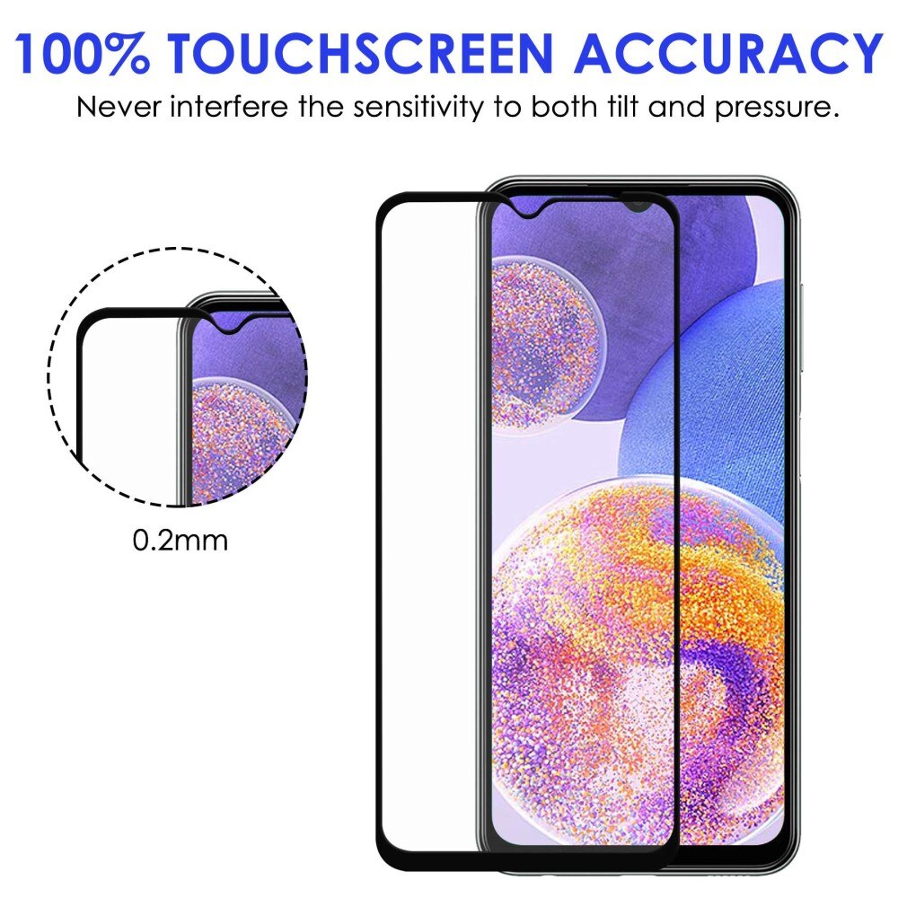 Heltäckande Härdat Glas Skärmskydd Samsung Galaxy A23 svart