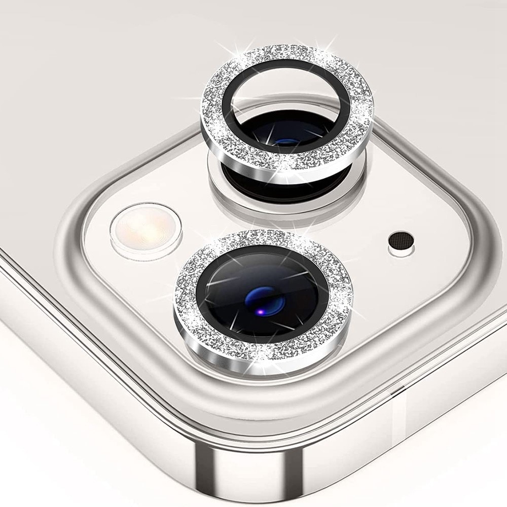 Glitter Linsskydd Aluminium+Glas iPhone 13/13 Mini silver