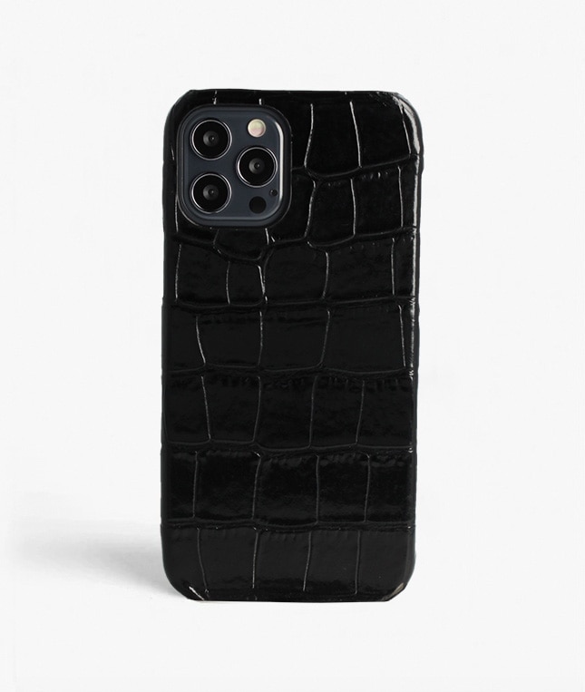 Skal iPhone 12/iPhone 12 Pro Croco Svart
