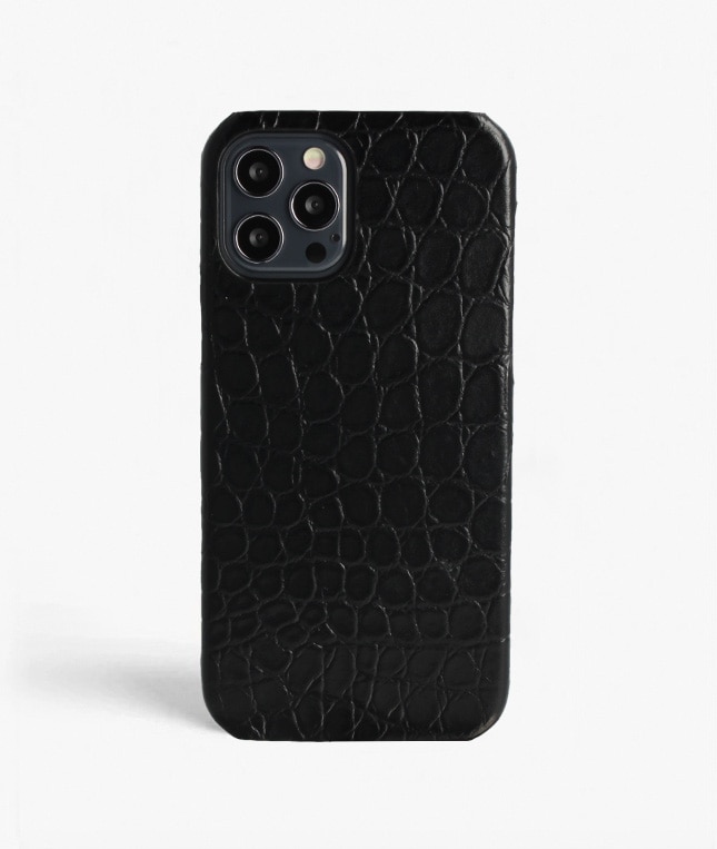 Skal iPhone 12/iPhone 12 Pro Small Croco Svart