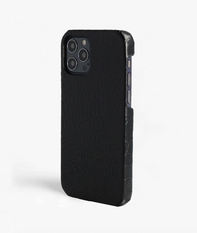 Skal iPhone 12/iPhone 12 Pro Small Croco Svart