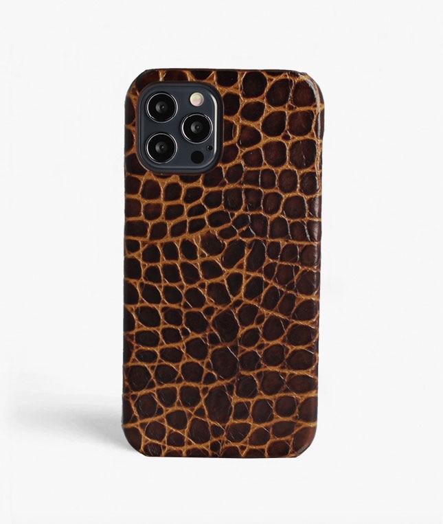 Skal iPhone 12/iPhone 12 Pro Small Croco Brun