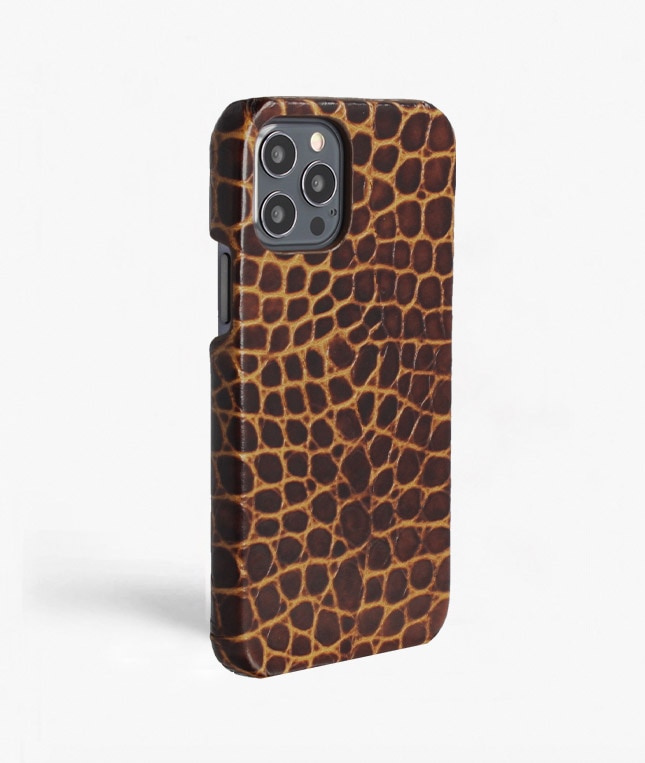 Skal iPhone 12/iPhone 12 Pro Small Croco Brun