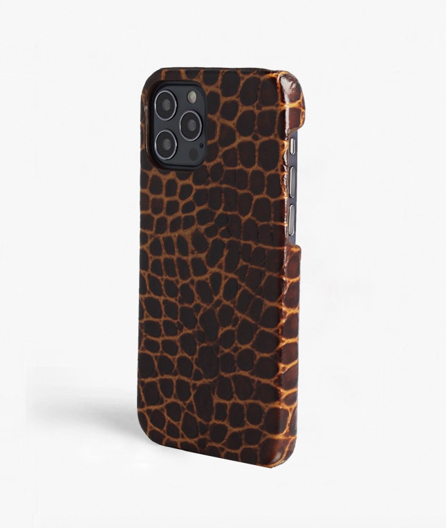 Skal iPhone 12/iPhone 12 Pro Small Croco Brun